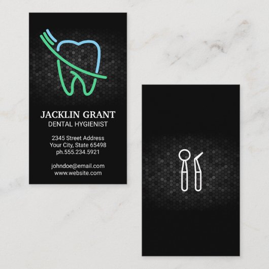 Tooth en Brush Logo Visitekaartje (Voorkant / Achterkant)