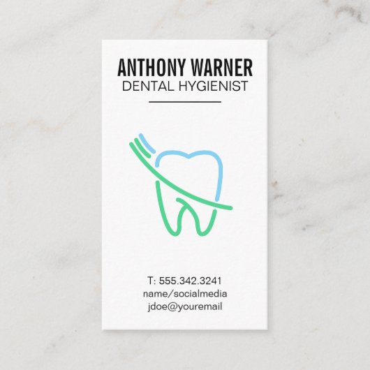 Tooth en Brush Logo Visitekaartje (Voorkant)