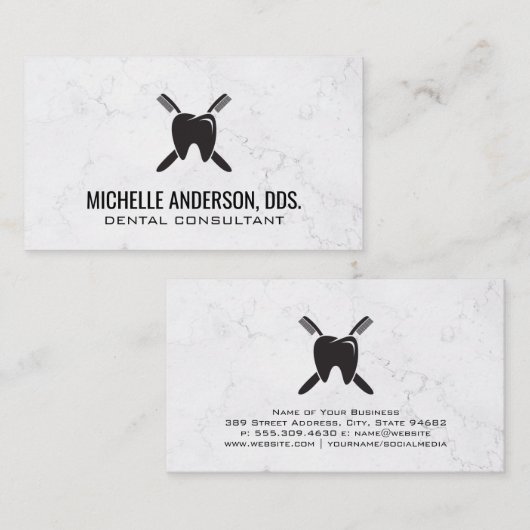 Tooth en Brush Logo Visitekaartje (Voorkant / Achterkant)