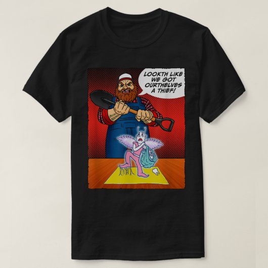 Tooth Fairy Caught Red Handed Funny Cartoon Comic T-shirt (Design voorkant)