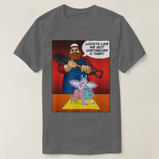 Tooth Fairy Caught Red Handed Funny Cartoon Comic T-shirt (Design voorkant)