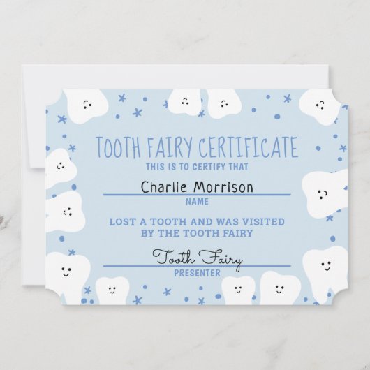 Tooth Fairy Certificate Boy 3 Kaart (Voorkant)