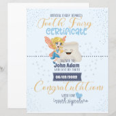 Tooth Fairy Certificate for boys Nursery Sign (Voorkant / Achterkant)