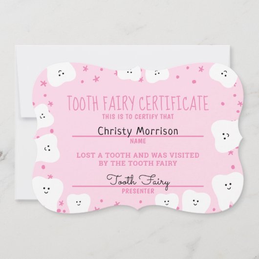 Tooth Fairy Certificate Girl 2 Kaart (Voorkant)