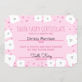 Tooth Fairy Certificate Girl 3 Kaart