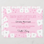 Tooth Fairy Certificate Girl Kaart (Voorkant / Achterkant)