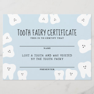 Tooth Fairy Certificate Kaart