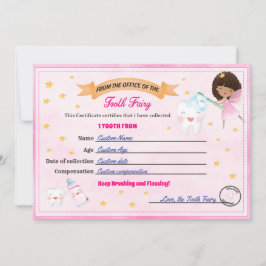 Tooth Fairy Certificate - Lost Tooth Receipt Kaart