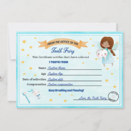 Tooth Fairy Certificate - Lost Tooth Receipt Kaart