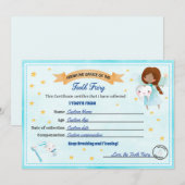 Tooth Fairy Certificate - Lost Tooth Receipt Kaart (Voorkant / Achterkant)