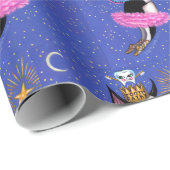 Tooth Fairy Dog Boston Terrier Pink Tutu Crown Cadeaupapier (Rol Hoek)