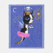 Tooth Fairy Dog Boston Terrier Pink Tutu Crown Fleece Deken (Voorkant)