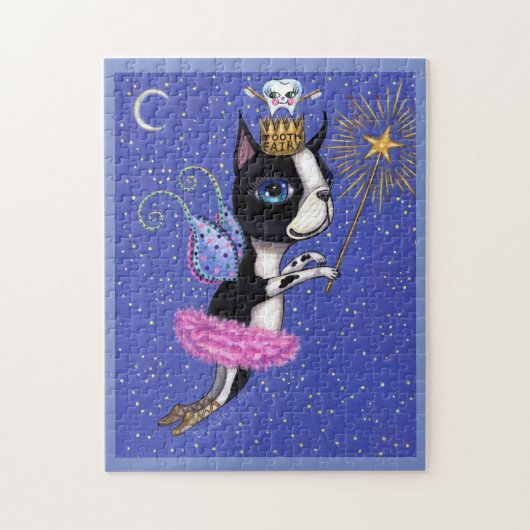 Tooth Fairy Dog Boston Terrier Pink Tutu Crown Legpuzzel (Verticaal)