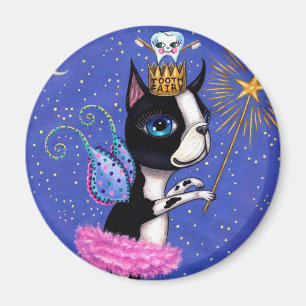 Tooth Fairy Dog Boston Terrier Pink Tutu Crown Magneet