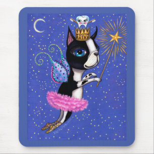 Tooth Fairy Dog Boston Terrier Pink Tutu Crown Muismat