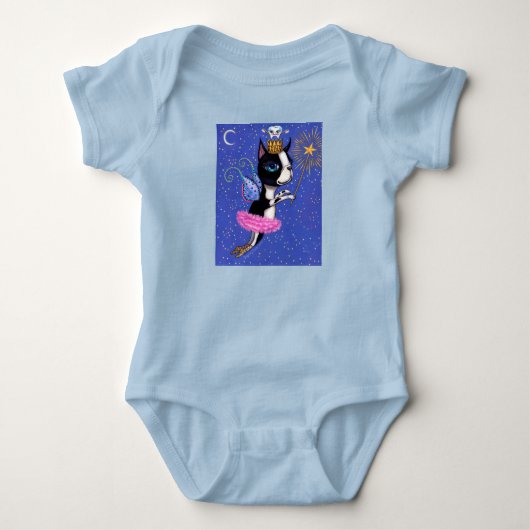 Tooth Fairy Dog Boston Terrier Pink Tutu Crown Romper (Voorkant)