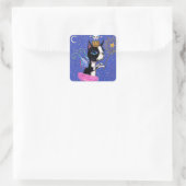 Tooth Fairy Dog Boston Terrier Pink Tutu Crown Vierkante Sticker (Tas)