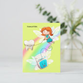 Tooth fairy floss DIY name regenboogtandarts Briefkaart (Staand voorkant)