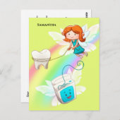 Tooth fairy floss DIY name regenboogtandarts Briefkaart (Voorkant / Achterkant)