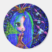 Tooth Fairy Flying Teeth Toothborstel Crown Big Ey Magneet (Voorkant)