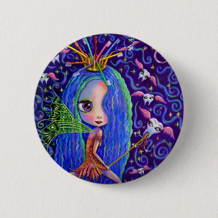 Tooth Fairy Flying Teeth Toothborstel Crown Big Ey Ronde Button 5,7 Cm