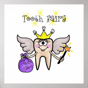 Tooth Fairy Funny Cartoon Poster past het aan!