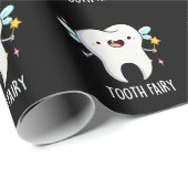 Tooth Fairy Funny Tooth Pun Dark BG Cadeaupapier (Rol Hoek)