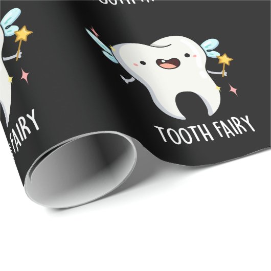 Tooth Fairy Funny Tooth Pun Dark BG Cadeaupapier (Rol Hoek)