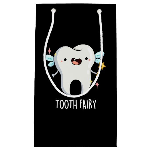 Tooth Fairy Funny Tooth Pun Dark BG Klein Cadeauzakje (Voorkant)