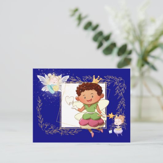 Tooth fairy | Jonge gouden munt van prinskeertande Briefkaart (Staand voorkant)