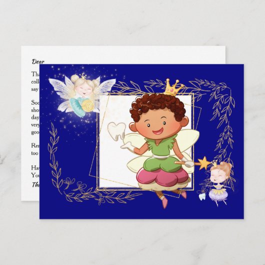 Tooth fairy | Jonge gouden munt van prinskeertande Briefkaart (Voorkant / Achterkant)