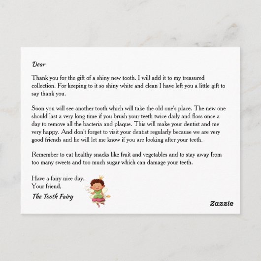Tooth fairy | Jonge prins en prinsesgoud Briefkaart (Achterkant)