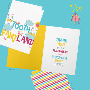 "Tooth Fairy Land" Happy Fun Grappig Bedankt Kaart