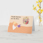 Tooth Fairy Leaving Money for Young Boy Kaart (Gele Bloem)