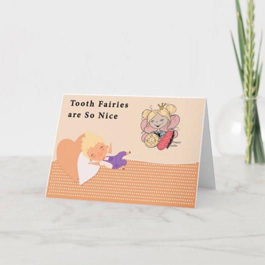 Tooth Fairy Leaving Money for Young Boy Kaart (Voorkant)
