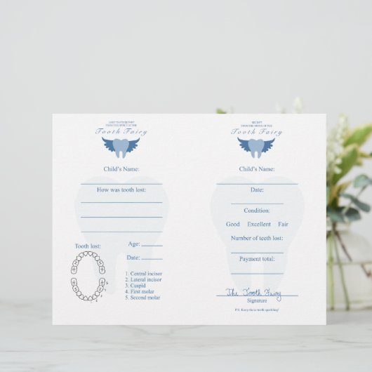 Tooth Fairy Letter & Receipt Blue (Staand voorkant)