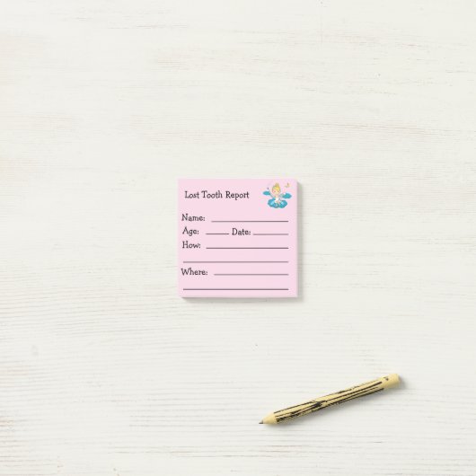 Tooth Fairy Lost Tooth Report Kinder Post-it Notes (Op bureau)