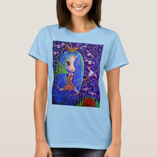 Tooth Fairy Moon & Stars Magic Wand Big Eyes T-shirt (Voorkant)