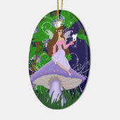 Tooth Fairy Princess op Paars paddenstoelOrnament Keramisch Ornament (Links)