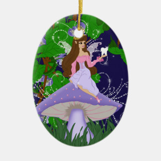 Tooth Fairy Princess op Paars paddenstoelOrnament Keramisch Ornament