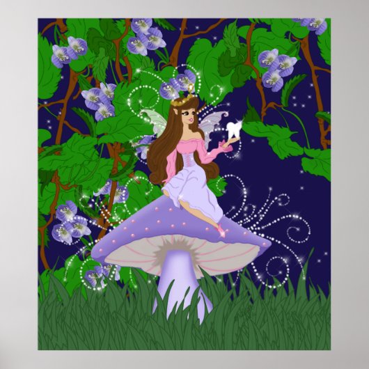 Tooth Fairy Princess op Paars paddenstoelPoster Poster (Voorkant)