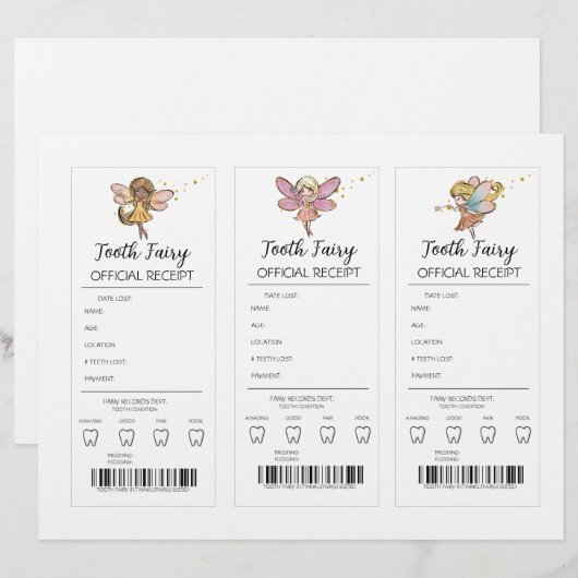 Tooth Fairy Receipt (Voorkant / Achterkant)