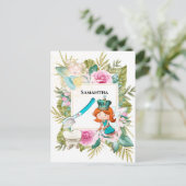 Tooth fairy | roos van prinses tandpenseel briefkaart (Staand voorkant)