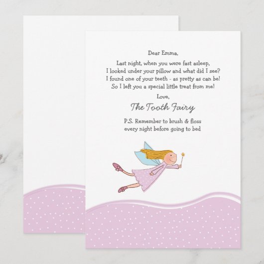 Tooth Fairy (roze)-kaart Kaart (Voorkant / Achterkant)