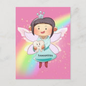 Tooth fairy roze regenboogschoorsteen glitter briefkaart (Voorkant)