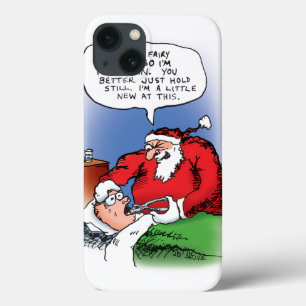 Tooth Fairy Santa Funny-kerstCartoon iPhone 13 Hoesje