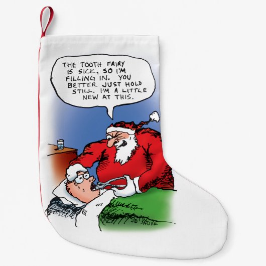 Tooth Fairy Santa Funny-kerstCartoon Kleine Kerstsok (Voorkant)