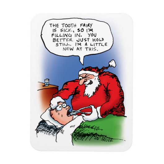 Tooth Fairy Santa Funny-kerstCartoon Magneet (Verticaal)