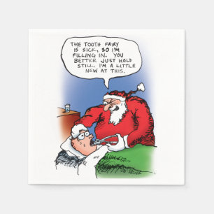 Tooth Fairy Santa Funny-kerstCartoon Servet