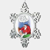 Tooth Fairy Santa Funny-kerstCartoon Tin Sneeuwvlok Ornament (Rechts)